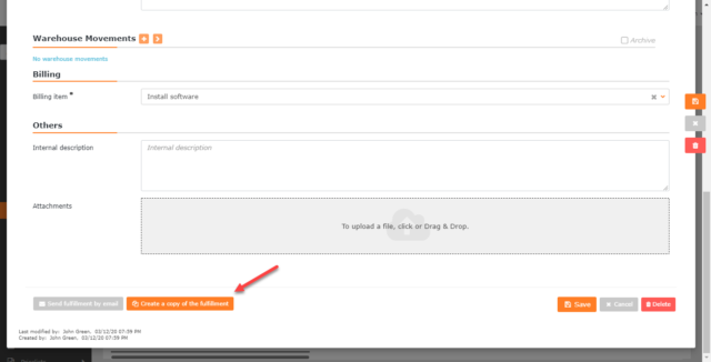 Create a copy of the fulfillment button